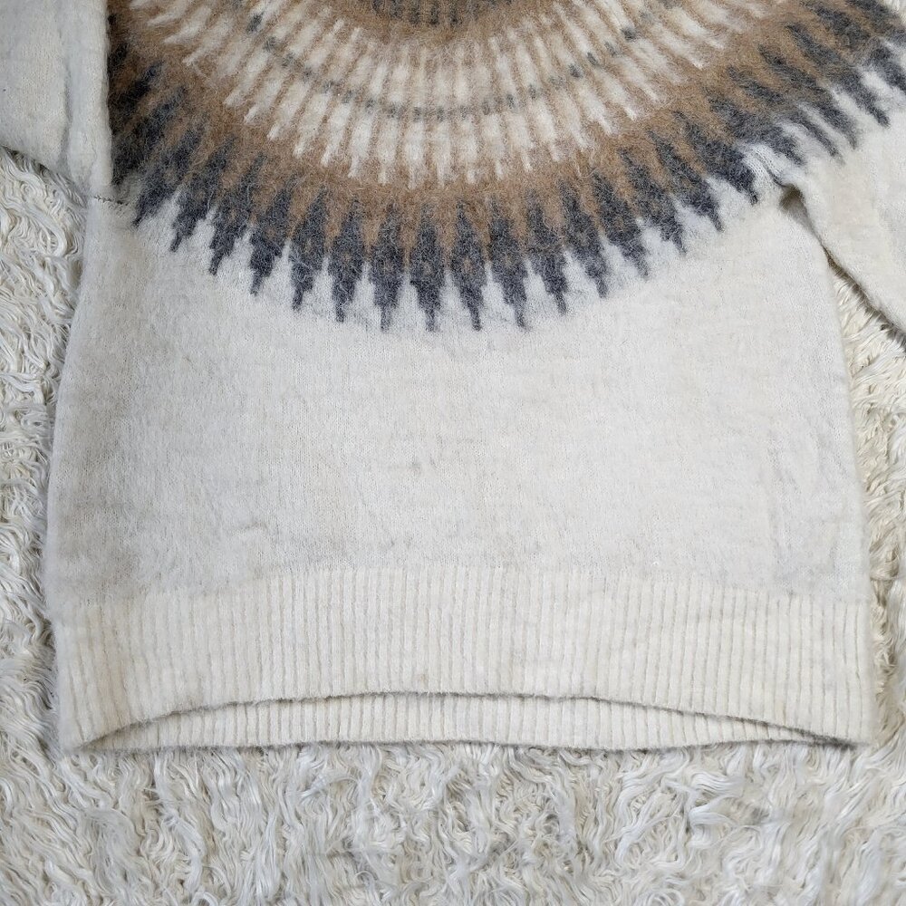 Banana Republic Alpaca Fair Isle Knit Sweater XL Beige Gray Nordic Winter Warm - Picture 3 of 9